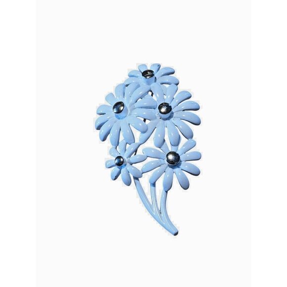 Vintage Monet White Enamel Gold Tone Daisy Flowers Bunch Pin Brooch - Picture 1 of 5